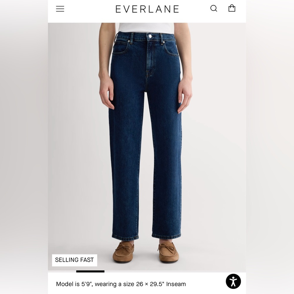 Everlane Way High Straight Leg Jeans, Classic Blue
